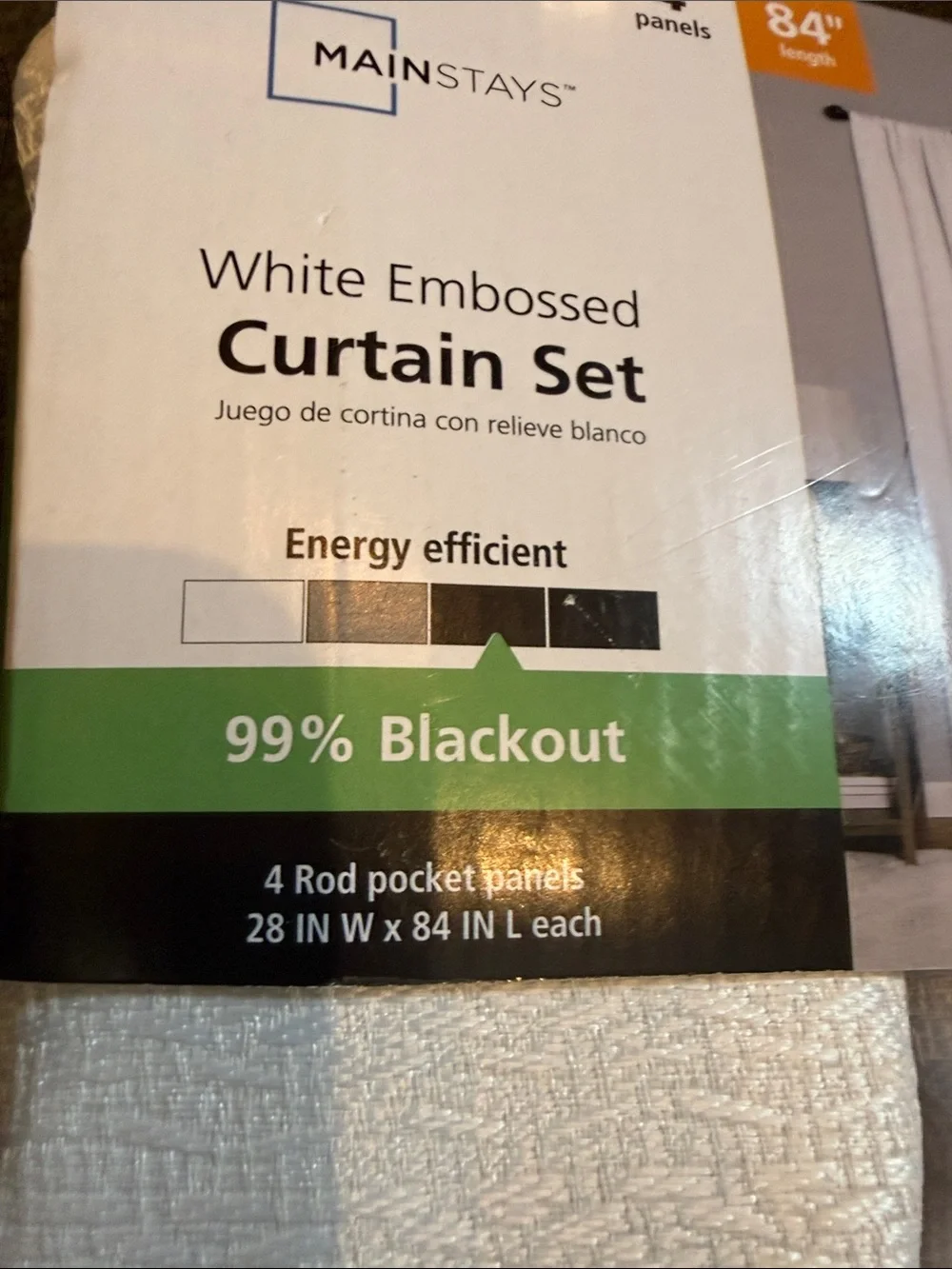 Mainstays White Embossed Blackout Curtain Panels - 4 Pack